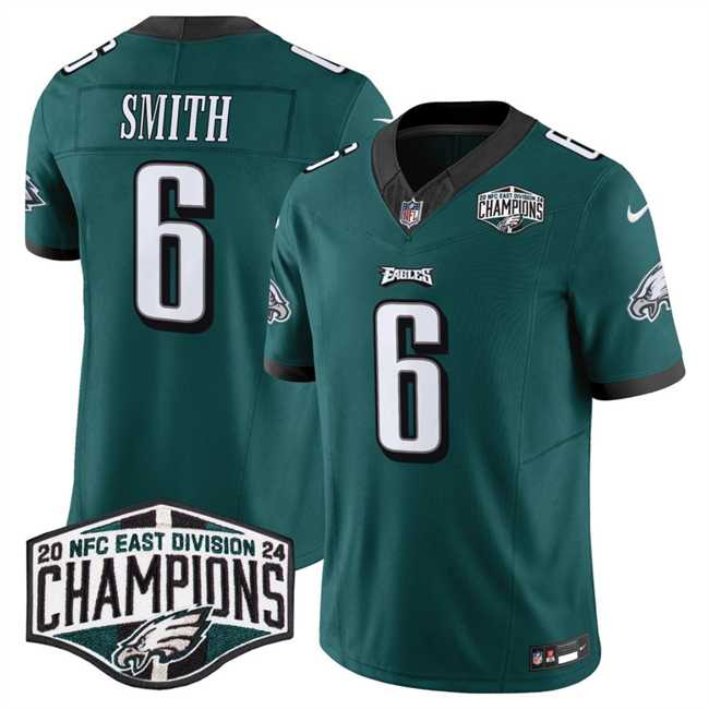 Mens Philadelphia Eagles #6 DeVonta Smith Green 2024 NFC East Champions F.U.S.E. Vapor Untouchable Limited Stitched Jersey